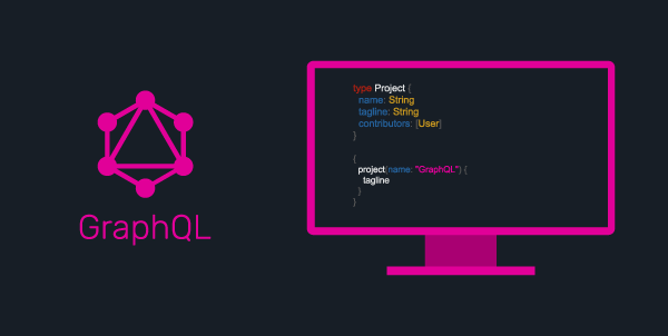 GraphQL logo and basic example of query