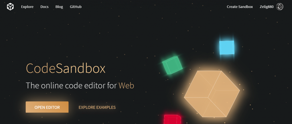 codesandbox homepage screenshot