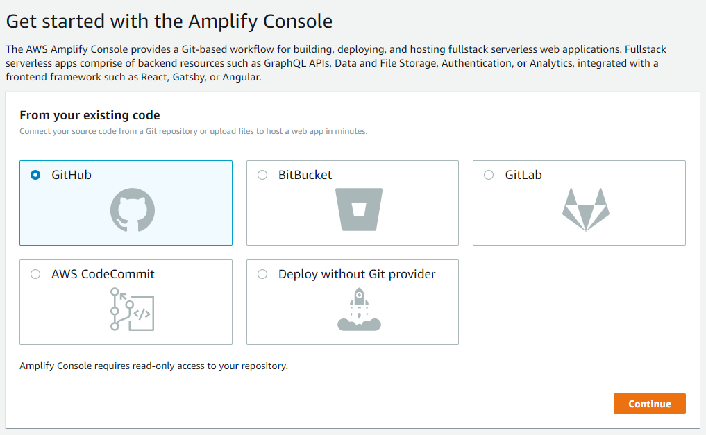 Amplify new project wizard